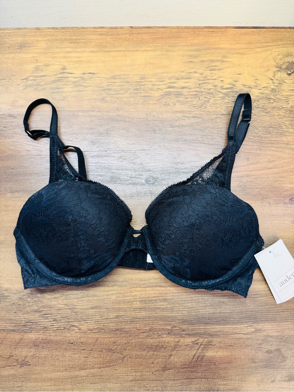 Auden NWT Black Lace Underwire‎ Push Up Bra 32B Target Lingerie